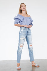 Light Wash Denim High Rise Mom Jeans