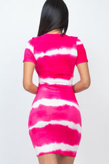 Stripe Tie-Dye Printed Midi Dress