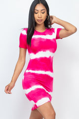 Stripe Tie-Dye Printed Midi Dress