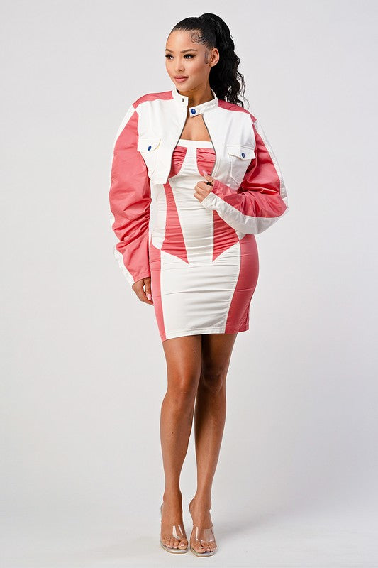 Motor Speedway Race Mini Dress & Jacket Set