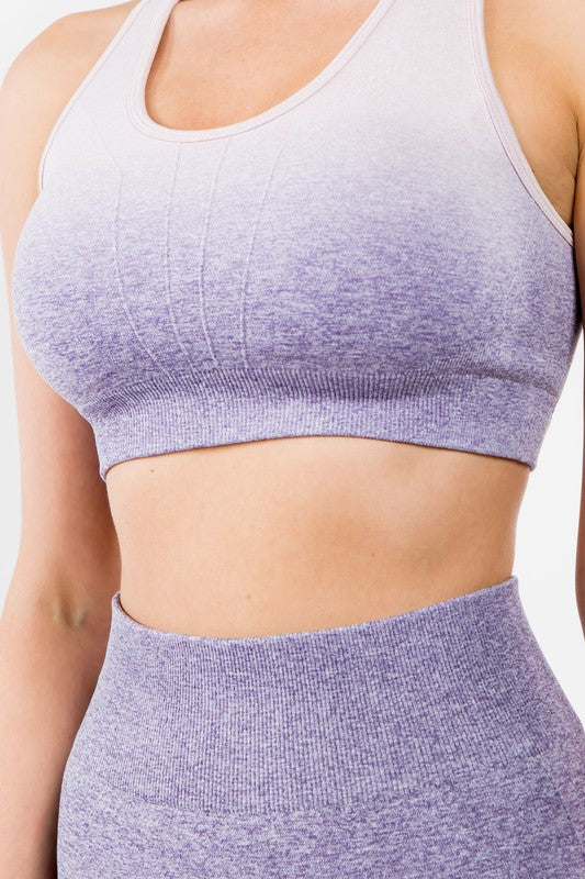 Lavender Ombre Seamless Biker Short Activewear Set