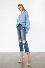 High Rise Girlfriend Medium Wash Denim Jeans