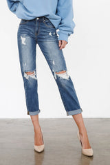 High Rise Girlfriend Medium Wash Denim Jeans