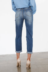 High Rise Girlfriend Medium Wash Denim Jeans