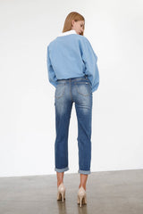 High Rise Girlfriend Medium Wash Denim Jeans