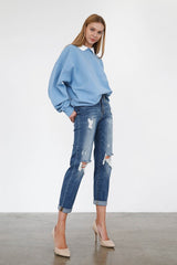 High Rise Girlfriend Medium Wash Denim Jeans