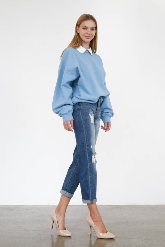 High Rise Girlfriend Medium Wash Denim Jeans