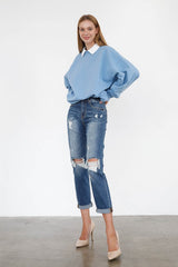 High Rise Girlfriend Medium Wash Denim Jeans