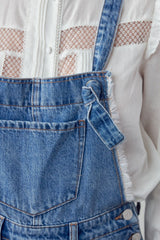 High Rise Medium Wash Denim Shortalls