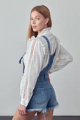 High Rise Medium Wash Denim Shortalls