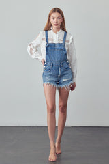 High Rise Medium Wash Denim Shortalls