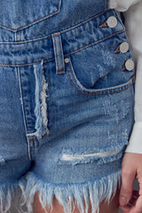 High Rise Medium Wash Denim Shortalls