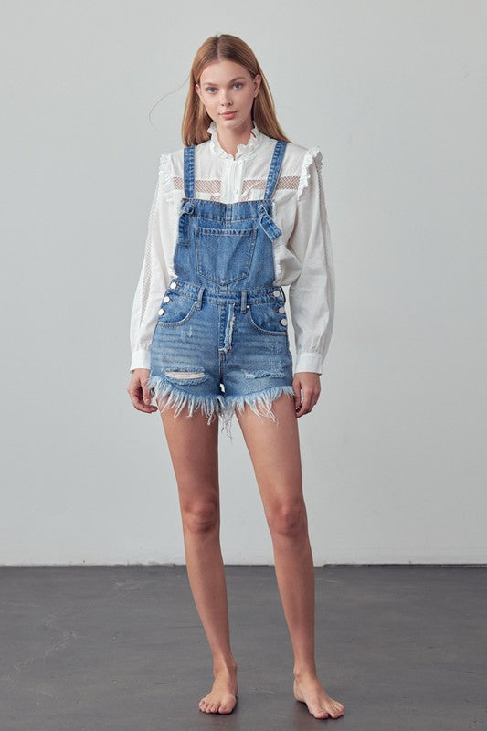 High Rise Medium Wash Denim Shortalls