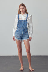 High Rise Medium Wash Denim Shortalls