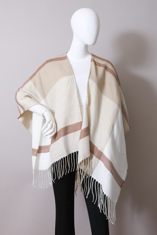 Woven Flannel Tassel Ruana king-general-store-5710.myshopify.com