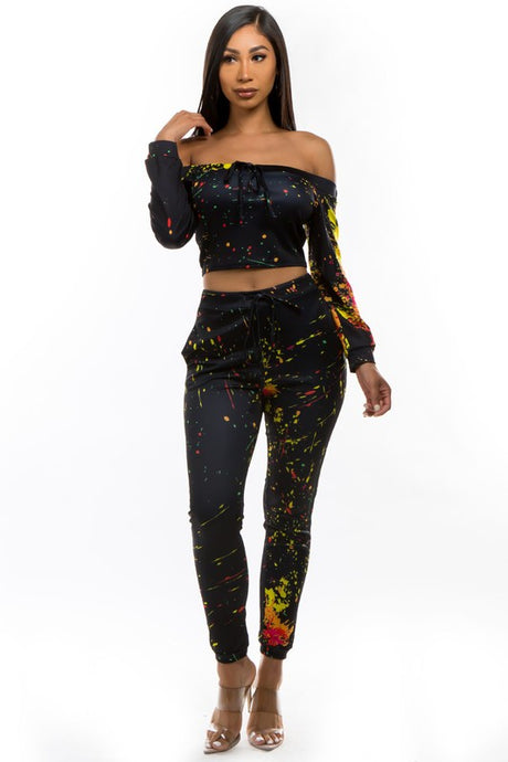 Off the Shoulder Cropped Pant Set king-general-store-5710.myshopify.com