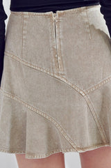 Acid Wash Fitted A-Line Mini Skirt