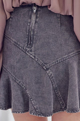 Acid Wash Fitted A-Line Mini Skirt