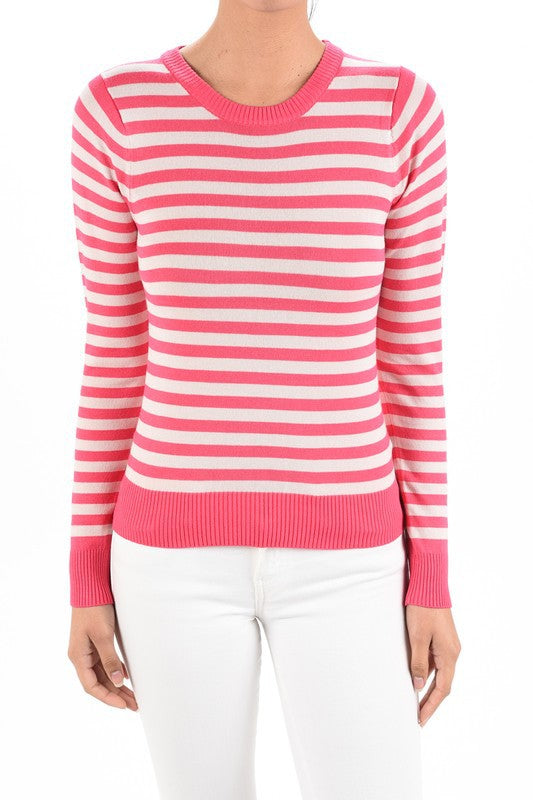 Striped Long Sleeve Pullover Stretch Sweater king-general-store-5710.myshopify.com