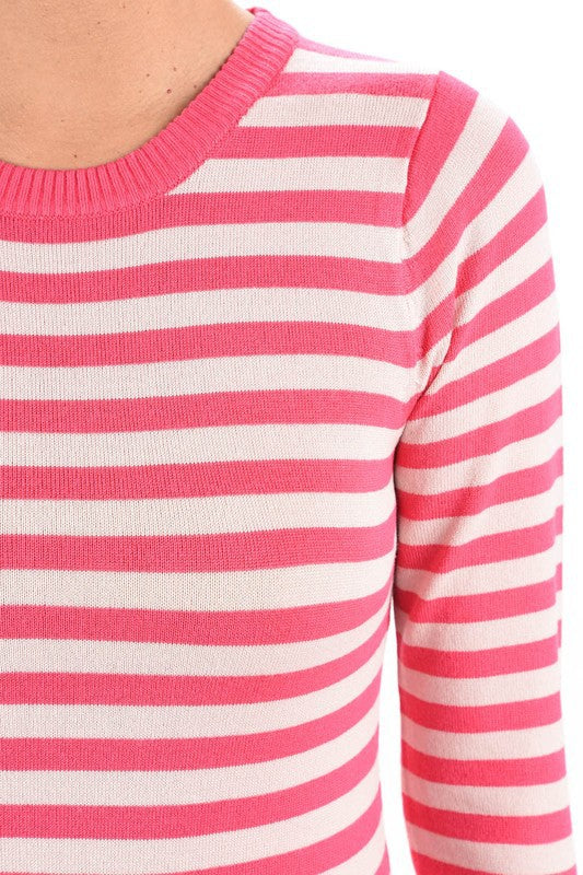 Striped Long Sleeve Pullover Stretch Sweater king-general-store-5710.myshopify.com