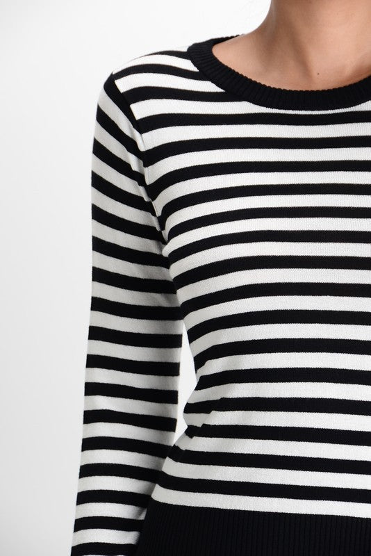 Striped Long Sleeve Pullover Stretch Sweater king-general-store-5710.myshopify.com