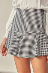 Checkered Fitted A-Line Skort