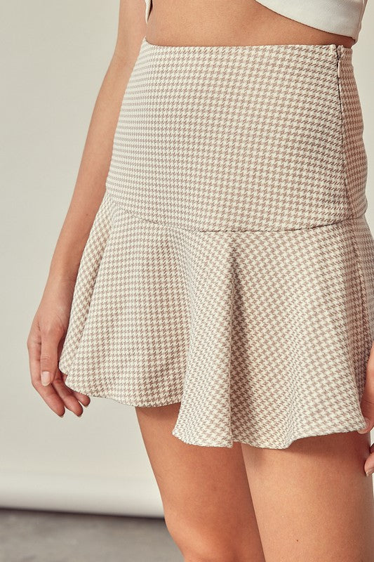 Checkered Fitted A-Line Skort