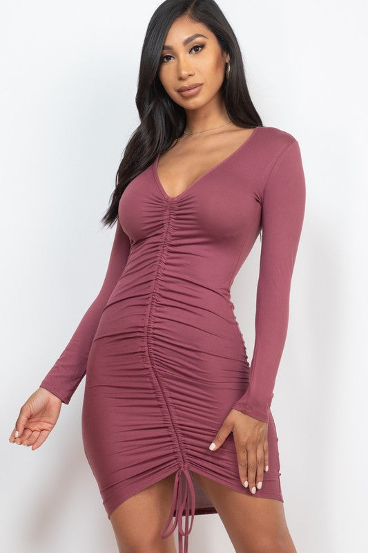 Drawstring Ruched Front Bodycon Dress king-general-store-5710.myshopify.com