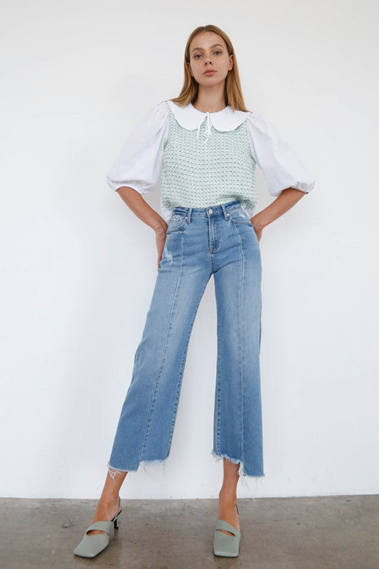 High Rise Wide Leg Ankle Jeans