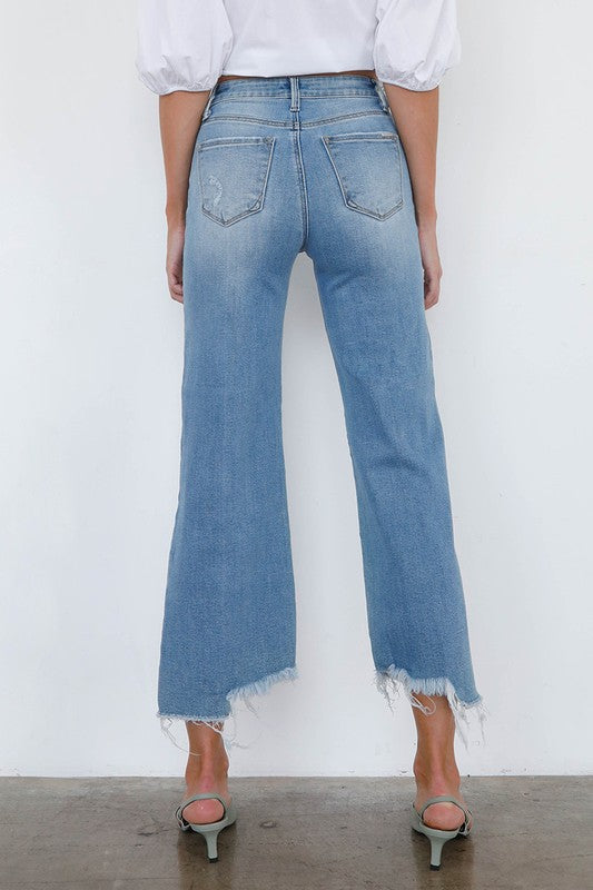 High Rise Wide Leg Ankle Jeans