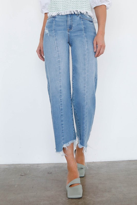 High Rise Wide Leg Ankle Jeans