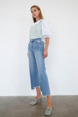 High Rise Wide Leg Ankle Jeans