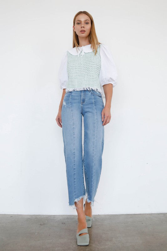 High Rise Wide Leg Ankle Jeans