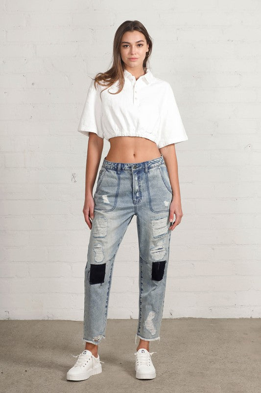 Slouch Vintage Patched Work Jeans