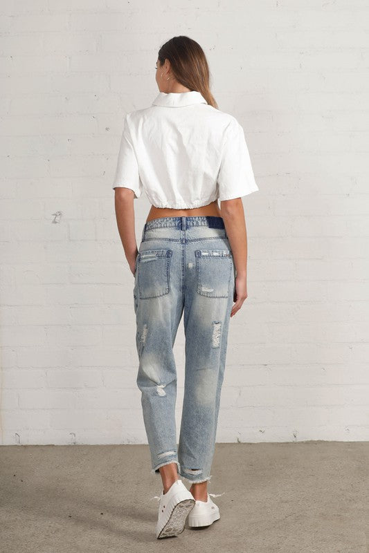 Slouch Vintage Patched Work Jeans