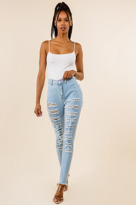 Light Blue Denim Front Back Cut Skinny Jeans king-general-store-5710.myshopify.com