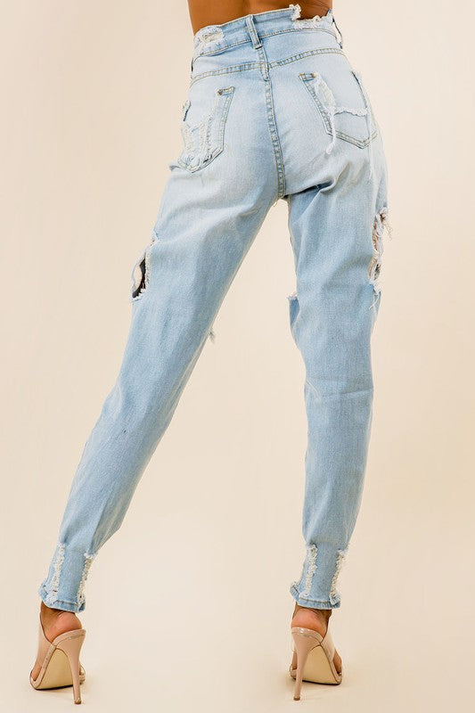 Light Blue Denim Front Back Cut Jeans king-general-store-5710.myshopify.com