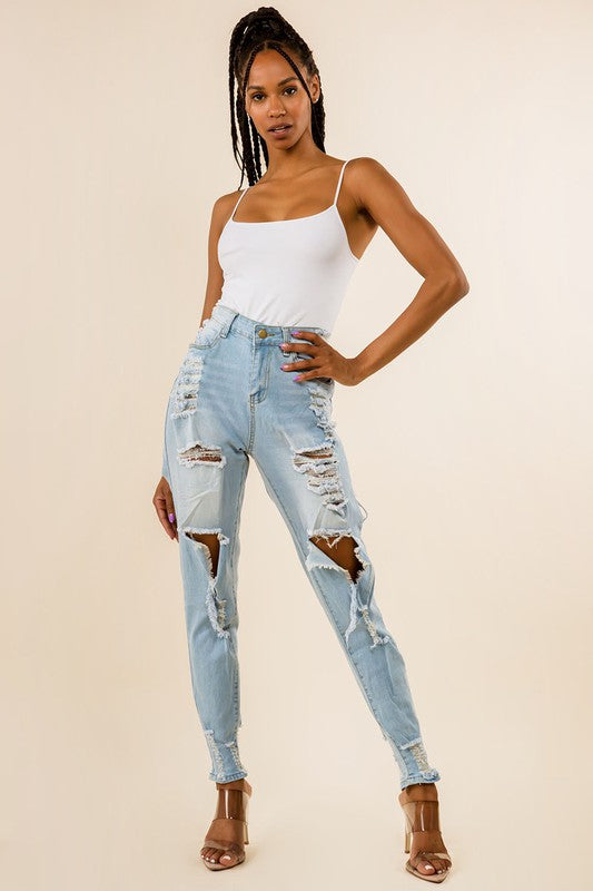 Light Blue Denim Front Back Cut Jeans king-general-store-5710.myshopify.com