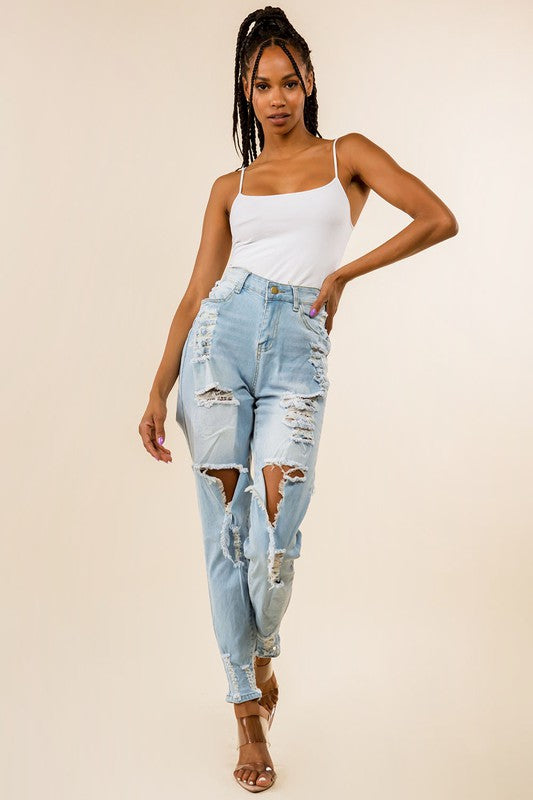 Light Blue Denim Front Back Cut Jeans king-general-store-5710.myshopify.com