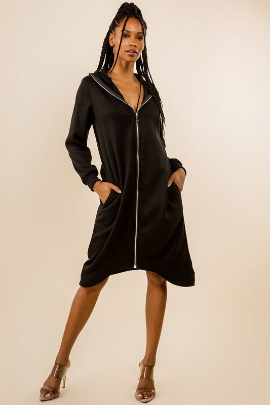 Black Longline Hoodie Jacket king-general-store-5710.myshopify.com