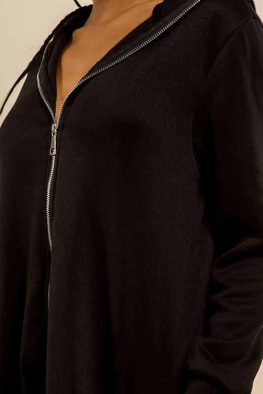 Black Longline Hoodie Jacket king-general-store-5710.myshopify.com