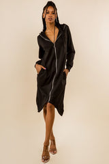 Black Longline Hoodie Jacket king-general-store-5710.myshopify.com