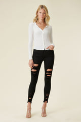 High Rise Distressed Skinny Jeans with a Raw Hem king-general-store-5710.myshopify.com