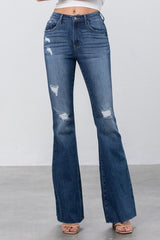 Mid Rise Wide Flare Dark Wash Denim Jeans