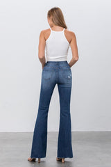 Mid Rise Wide Flare Dark Wash Denim Jeans