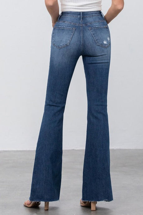 Mid Rise Wide Flare Dark Wash Denim Jeans