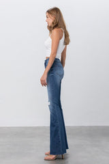 Mid Rise Wide Flare Dark Wash Denim Jeans