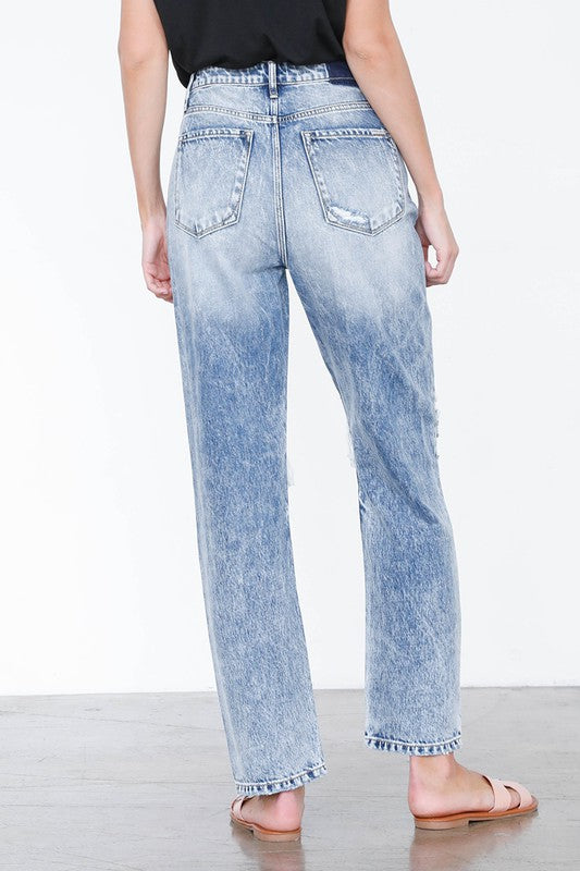 Ripped Zipper Fly Boyfriend Jeans