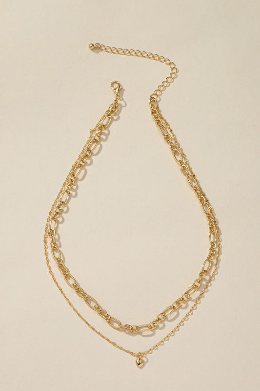 Two Row Mixed Chain with Dainty Heart Pendant king-general-store-5710.myshopify.com