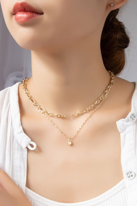 Two Row Mixed Chain with Dainty Heart Pendant king-general-store-5710.myshopify.com